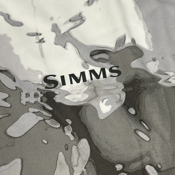 Simms SolarFlex Veil Camo Mens Large Long Sleeve Shirt Gray White Fishing UPF50 - Picture 3 of 8